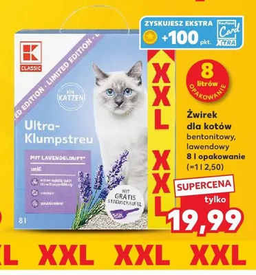 Żwirek dla kotów bentonitowy lawendowy K-Classic Ultra-Klumpstreu promocja w Kaufland