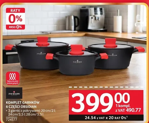 Komplet garnków 6 części OBSIDIAN promocja w Selgros