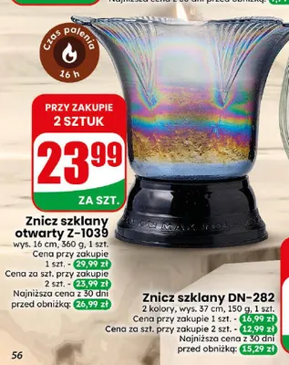 Znicz szklany otwarty Z-1039 promocja w Dino