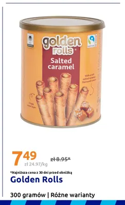 Rurki waflowe Golden Rolls Salted caramel promocja w Action