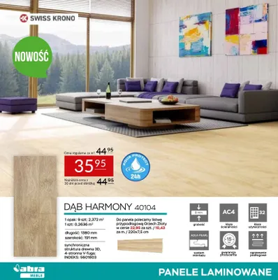 Panele laminowane dąb harmony 40104 promocja w Abra Meble
