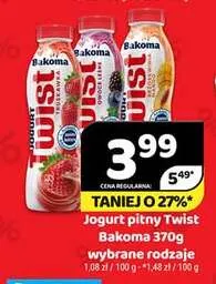 Jogurt pitny Twist Bakoma truskawkowy promocja w Delfin
