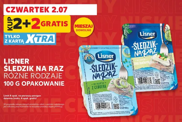 Śledzik na raz Lisner w oleju z cebulką promocja w Kaufland
