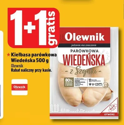 Kiełbasa parówkowa Wiedeńska Olewnik promocja w TOPAZ