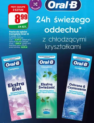 Pasta do zębów Oral-B Complete Ekstra Świeżość promocja w Dino