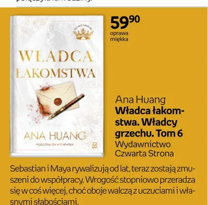 Książka Władca łakomstwa. Władcy grzechu. Tom 6 Ana Huang promocja w Empik