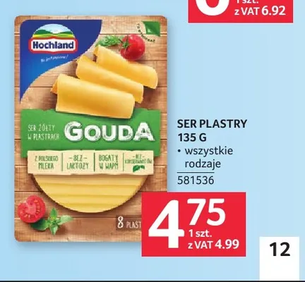 Ser gouda w plastrach Hochland promocja w Selgros