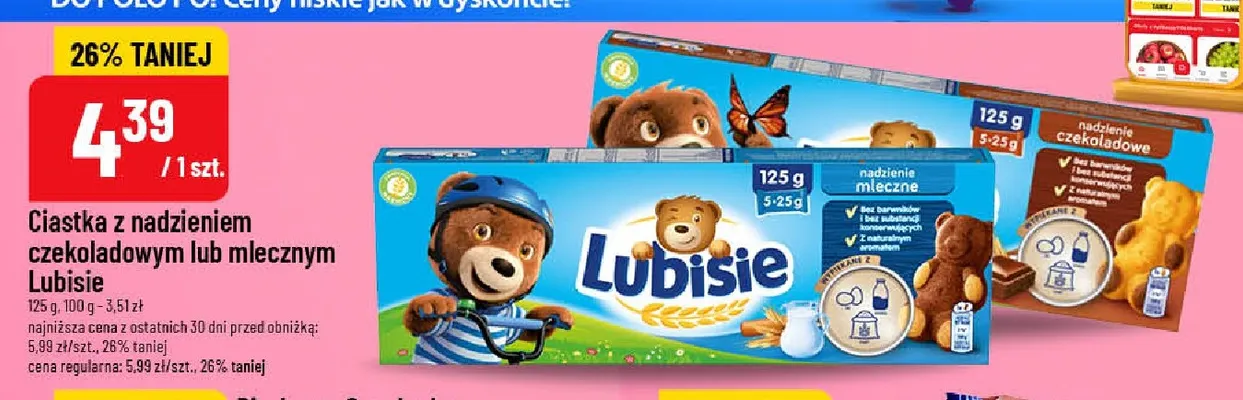 Ciastka z nadzieniem mlecznym Lubisie promocja w POLOmarket