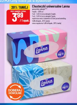 Chusteczki uniwersalne Lanna promocja w POLOmarket