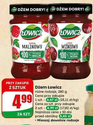 Dżem Łowicz różne rodzaje promocja w Dino
