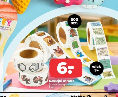 Naklejki w rolce Dinozaury promocja w Netto