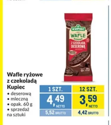 Wafle ryżowe z czekoladą deserową Kupiec promocja w Makro