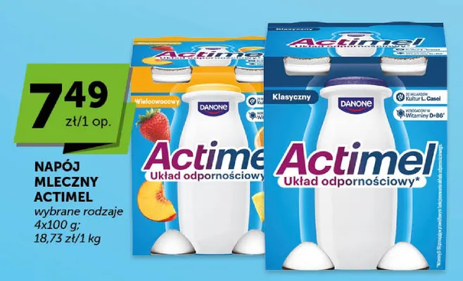 Napój mleczny Actimel klasyczny 4-pak 100g promocja w Groszek