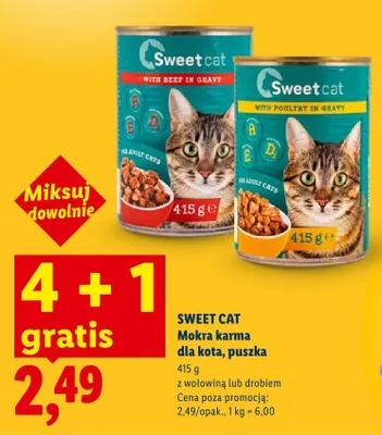 Mokra karma dla kota puszka Sweet Cat z drobiem w sosie promocja w Lidl