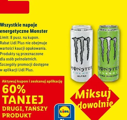 Napój energetyczny wszystkie rodzaje promocja w Lidl