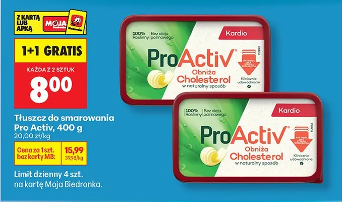 Tłuszcz do smarowania obniża cholesterol 1+1 GRATIS promocja w Biedronka