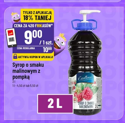 Syrop o smaku malinowym z pompką Excellence promocja w POLOmarket