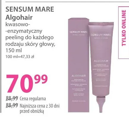 Kwasowo-enzymatyczny peeling do każdego rodzaju skóry głowy Sensum Mare Algohair promocja w Hebe