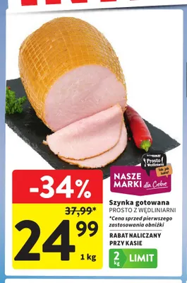 Szynka gotowana Prosto z Wędliniarni promocja w Intermarche