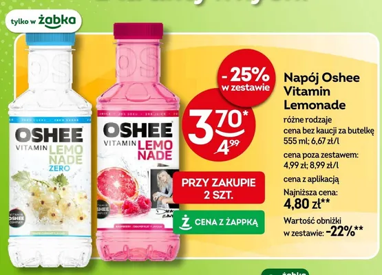 Napój Oshee Vitamin Lemonade różne rodzaje promocja w Żabka