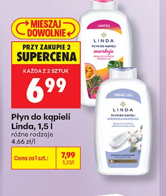 Płyn do kąpieli Linda kremowa bawełna promocja w Biedronka