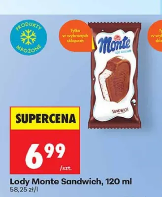 Lody Monte Sandwich Zott promocja w Biedronka