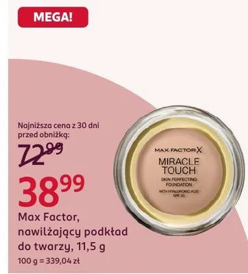 Nawilżający podkład do twarzy Max Factor Miracle Touch promocja w Rossmann