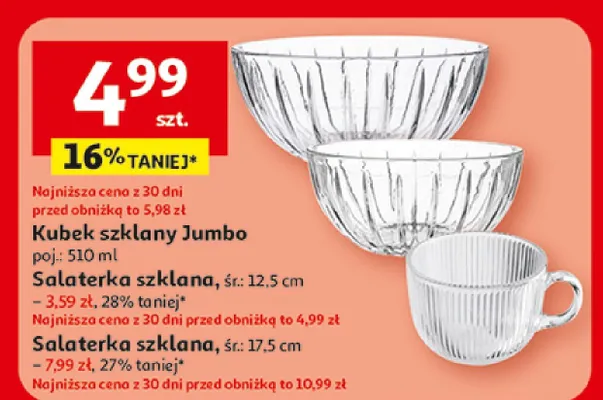 Kubek szklany Jumbo promocja w Auchan