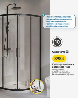Kabina prysznicowa półokrągła GoodHome Maza promocja w Castorama