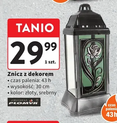 Znicz z dekorem Płomyk promocja w Intermarche