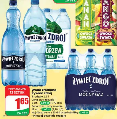 Woda źródlana żywiec zdrój niegazowana promocja w Dino