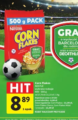Płatki kukurydziane Nestlé Corn Flakes Miód i Orzeszki promocja w Intermarche