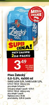 Piwo Žatecký Svetly Lezak 5,0% 4-pak 500 ml promocja w Twój Market
