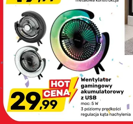 Wentylator gamingowy akumulatorowy z USB 5W promocja w Bricomarche