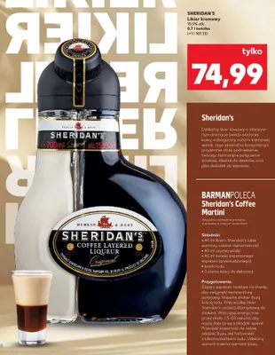 Likier kremowy Sheridan's promocja w Kaufland
