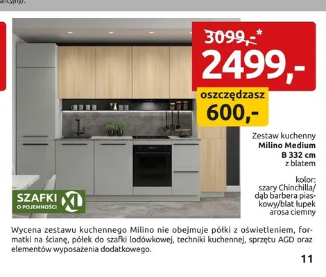 Zestaw kuchenny Milino Medium B 332 cm z blatem promocja w Black Red White