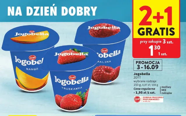 Jogurt Jogobella malina promocja w Intermarche
