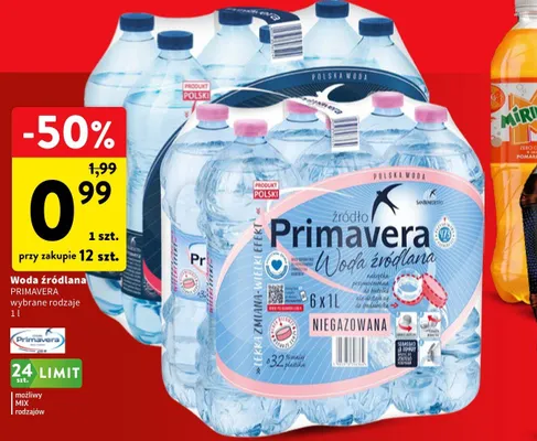 Woda źródlana Primavera wybrane rodzaje promocja w Intermarche