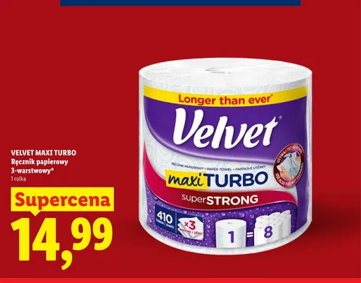 Ręcznik papierowy 3-warstwowy Maxi Turbo Velvet promocja w Lidl