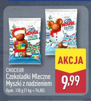Czekoladki mleczne myszki z nadzieniem mlecznym Choceur promocja w Aldi