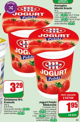 Jogurt Polski Mlekovita truskawka promocja w Dino
