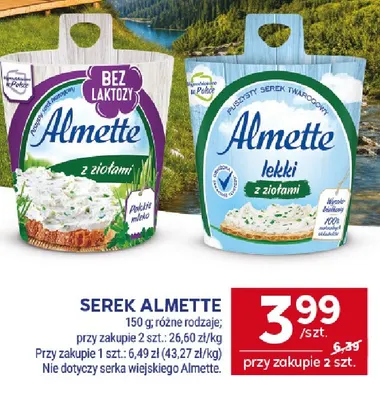 Serek Almette bez laktozy z ziołami promocja w Stokrotka