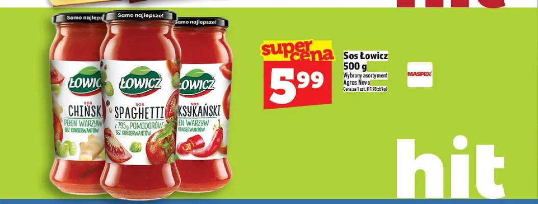 Sos spaghetti Łowicz promocja w TOPAZ
