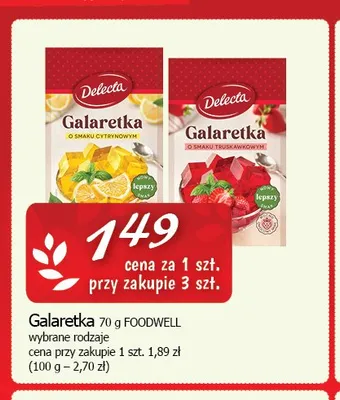 Galaretka o smaku cytrynowym Delecta promocja w CEZAR Delikatesy