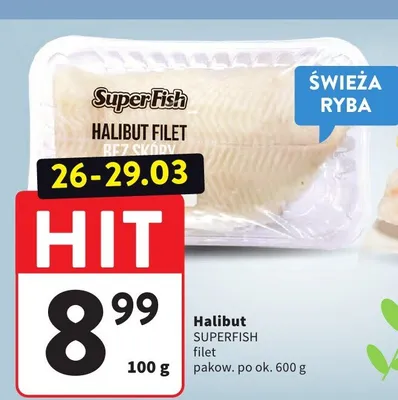 Halibut filet pakow. po ok. 600 g promocja w Intermarche