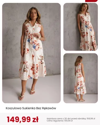 Koszulowa sukienka bez rękawów Renee promocja w Renee