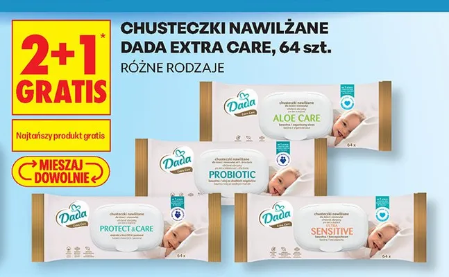 Chusteczki nawilżane Dada Extra Care Sensitive promocja w Biedronka
