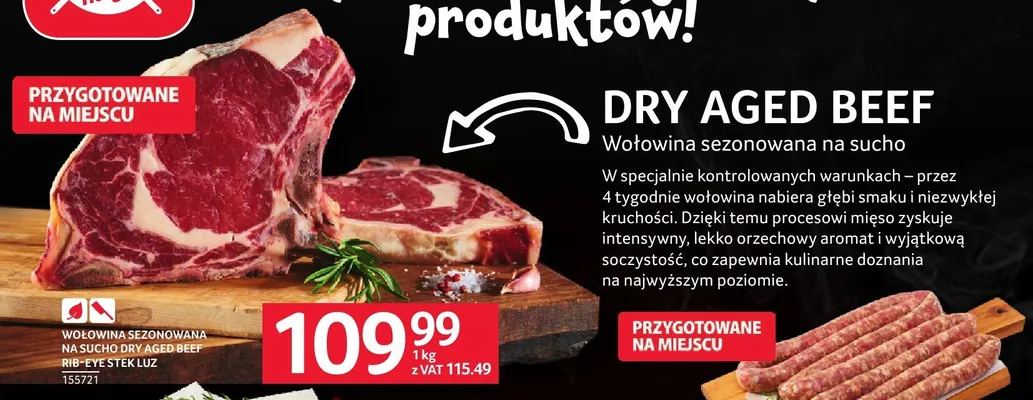 Wołowina sezonowana na sucho Dry Aged Beef rib-eye stek luz promocja w Selgros