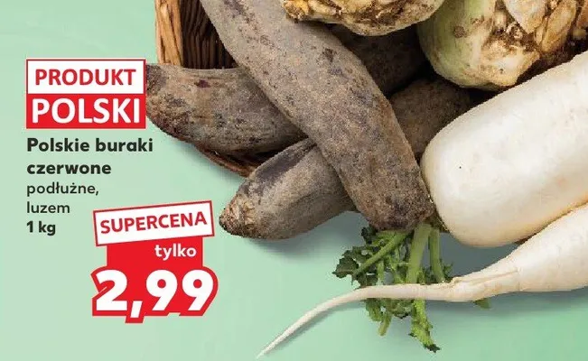 Buraki czerwone podłużne luzem promocja w Kaufland