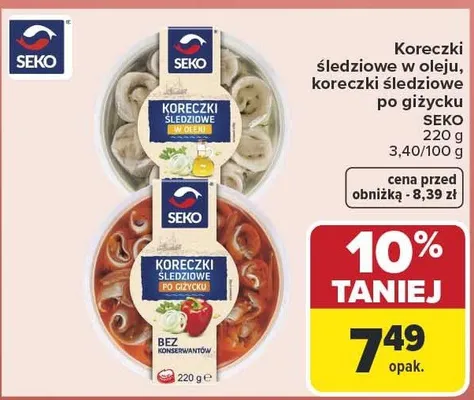 Koreczki śledziowe po giżycku Seko promocja w Carrefour Market